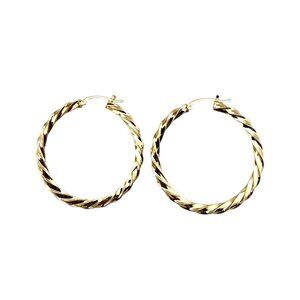 14K Yellow Gold Large Twisted Hoop Earrings #22708
